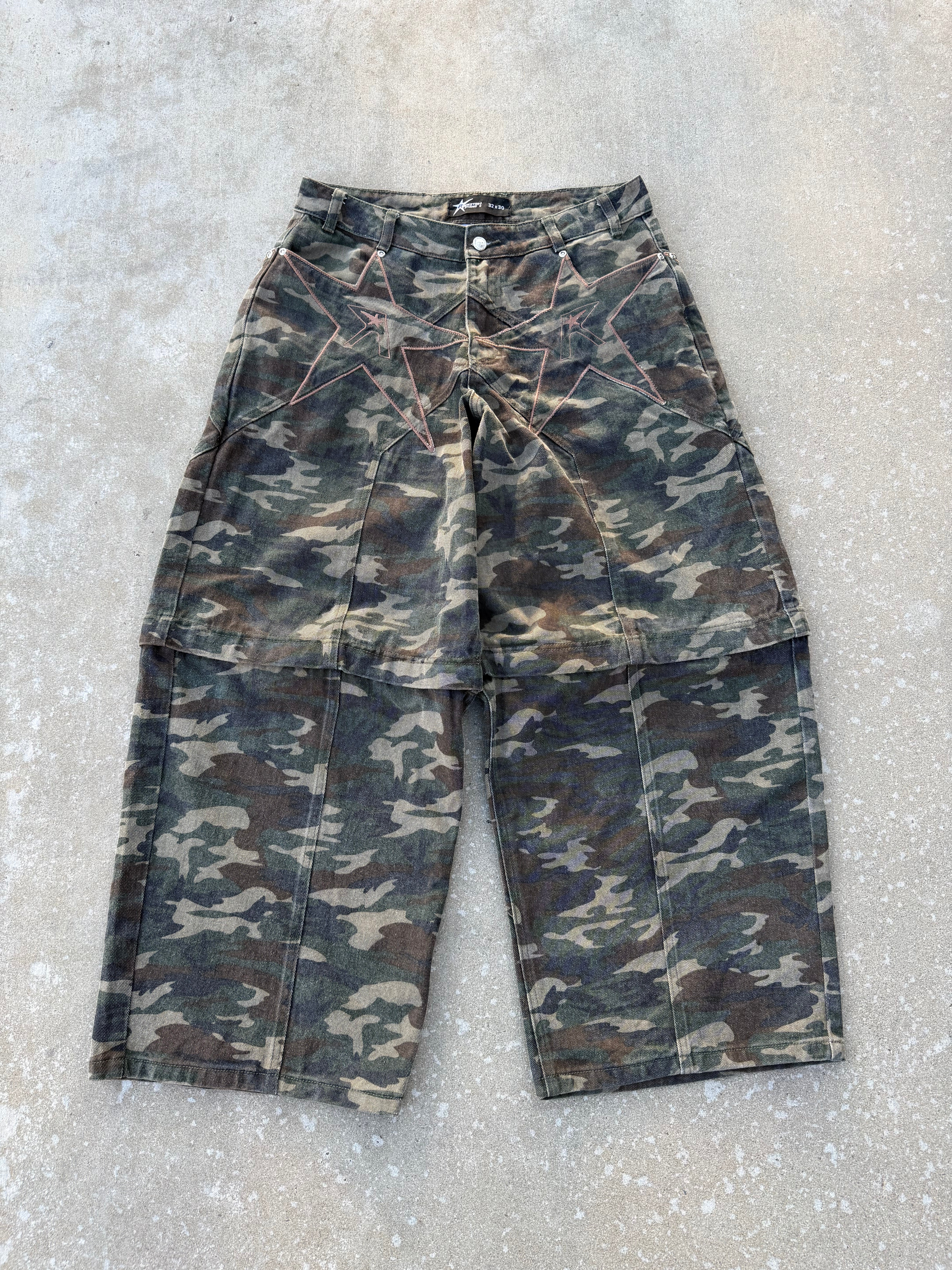 Darkwash camo logo pocket convertible jeans – ROCKSTAR STUDIOS