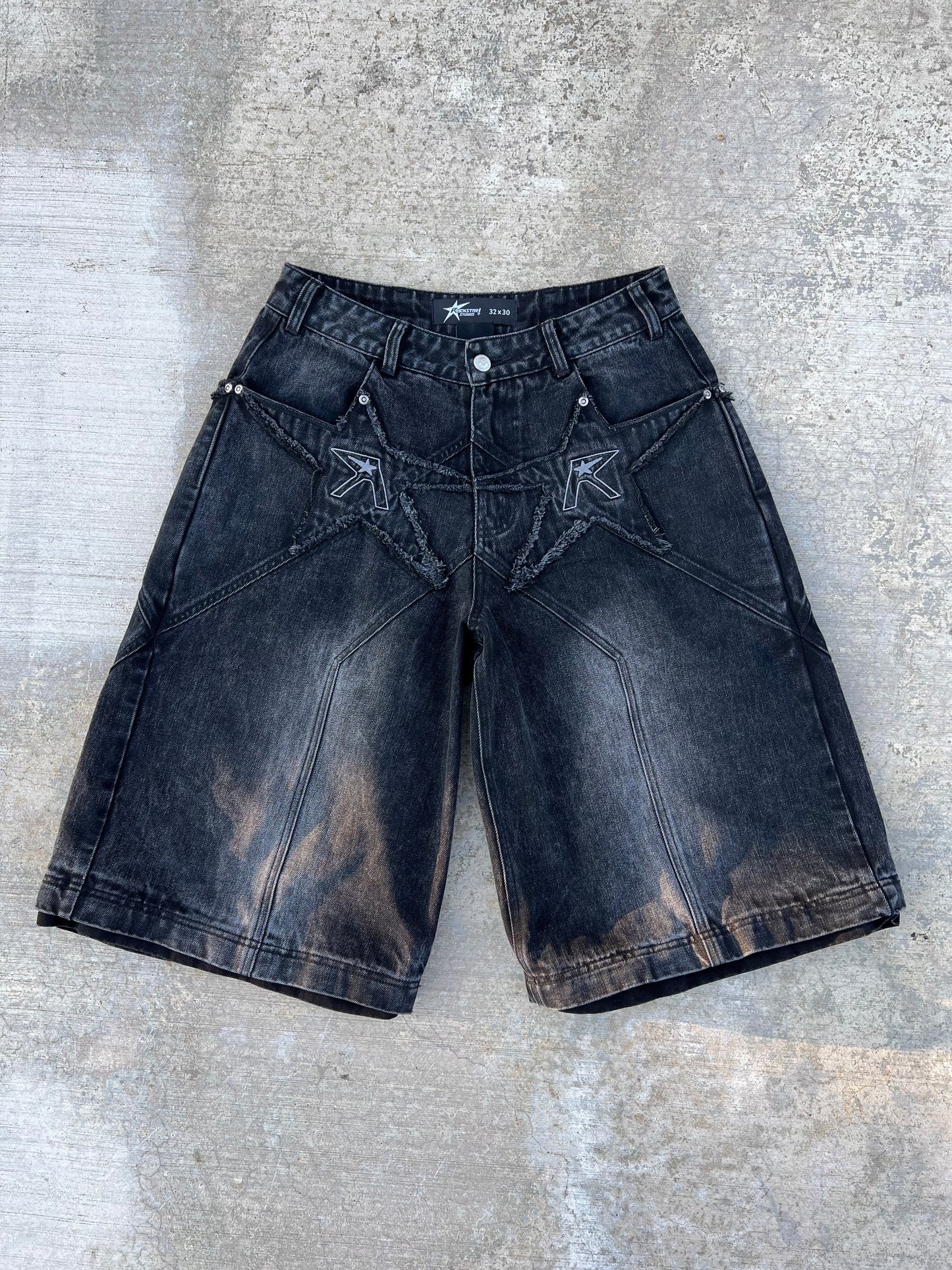 "Rstar" logo pocket convertible jeans (black)