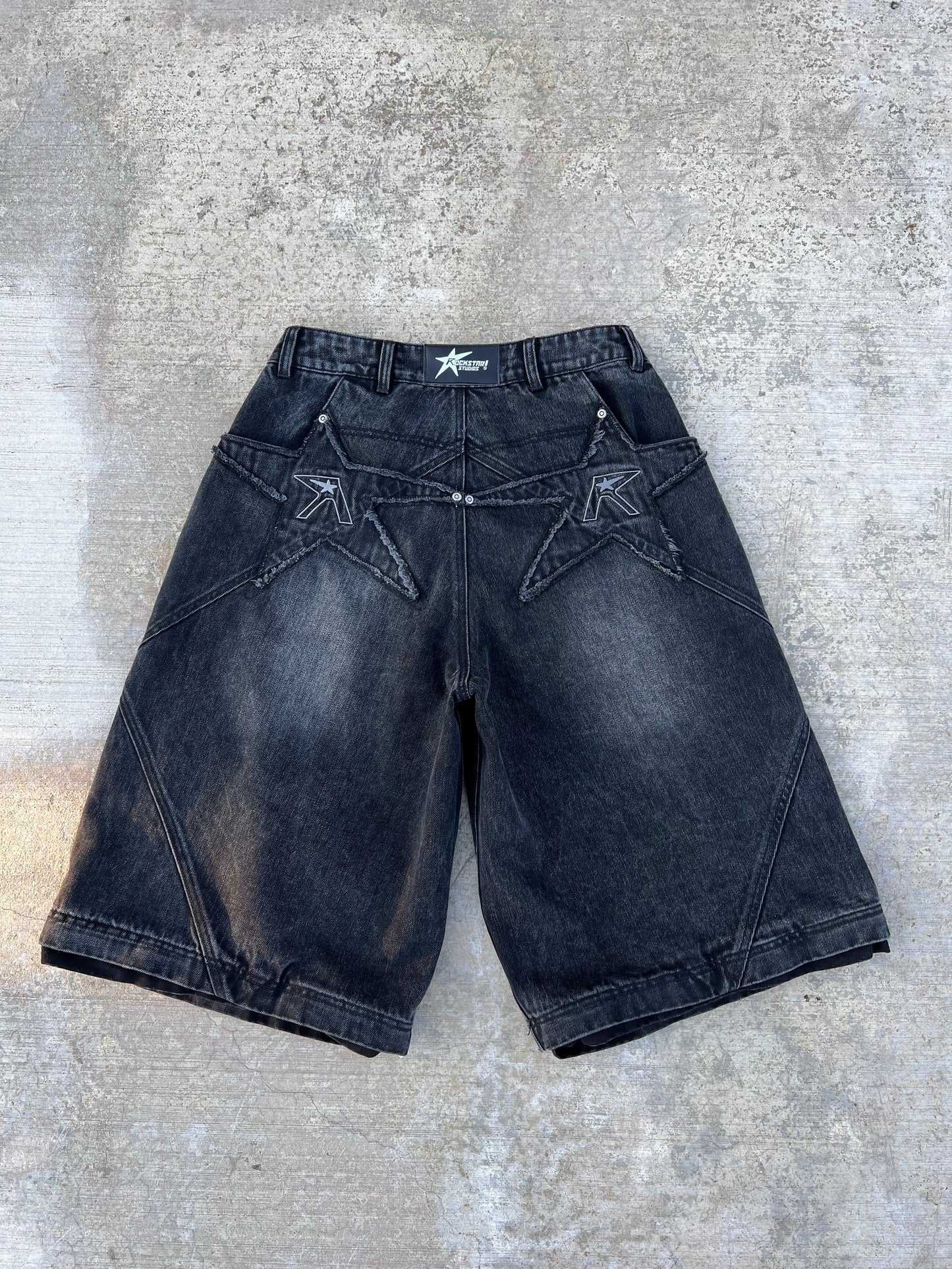 "Rstar" logo pocket convertible jeans (black)