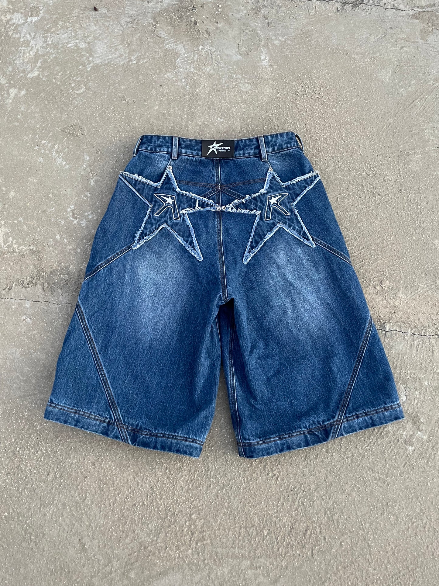 Logo pocket convertible jeans (dark blue)
