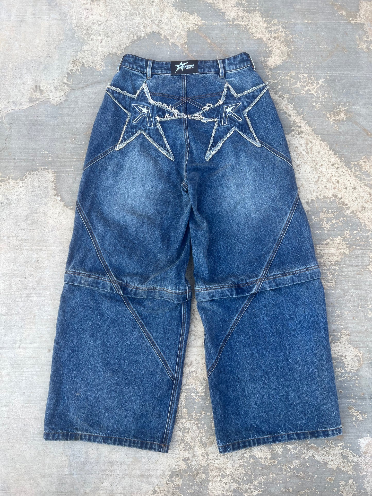 Logo pocket convertible jeans (desert blue)