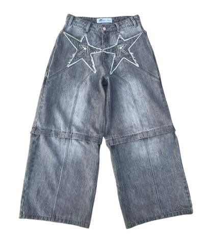 Logo pocket convertible jeans (grey)