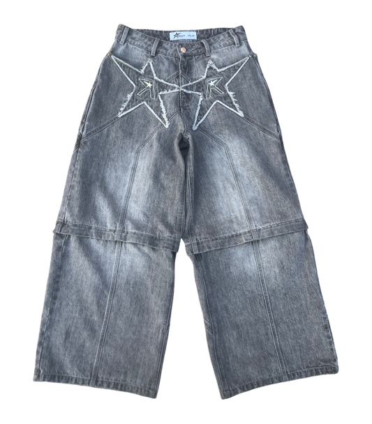 Logo pocket convertible jeans (grey)