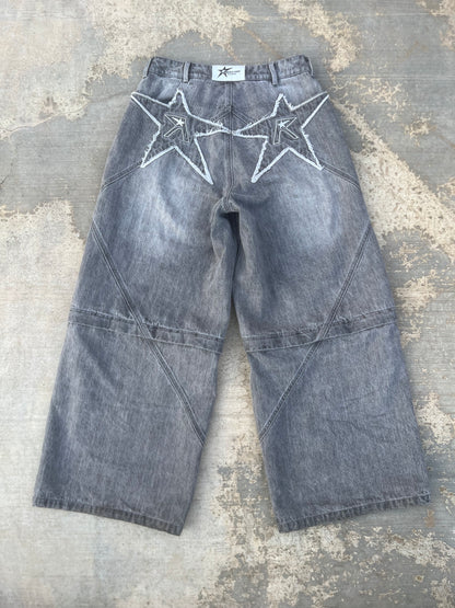 Logo pocket convertible jeans (grey)