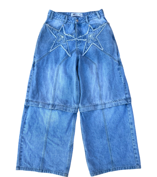 Logo pocket convertible jeans (light blue)