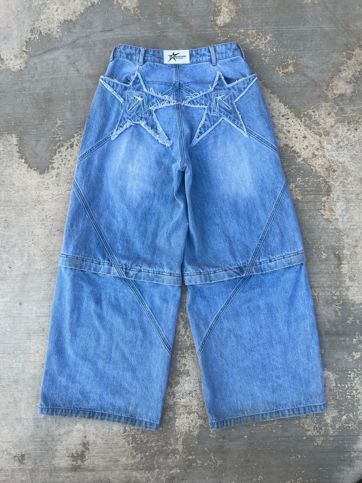 Logo pocket convertible jeans (light blue)