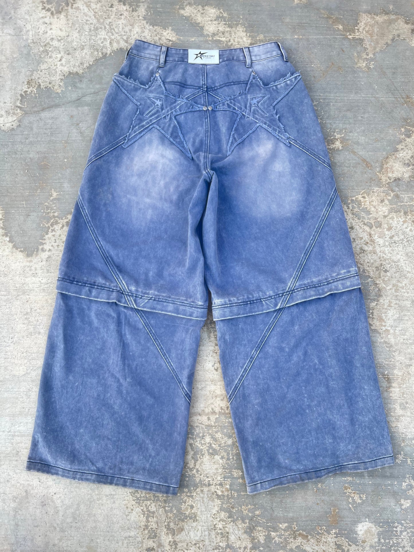 Logo pocket convertible jeans (stone blue)