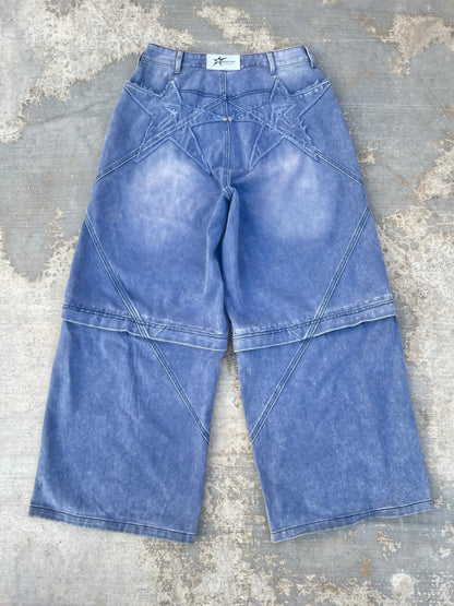 Logo pocket convertible jeans (stone blue)