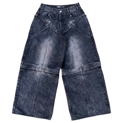 Logo pocket convertible jeans (black)