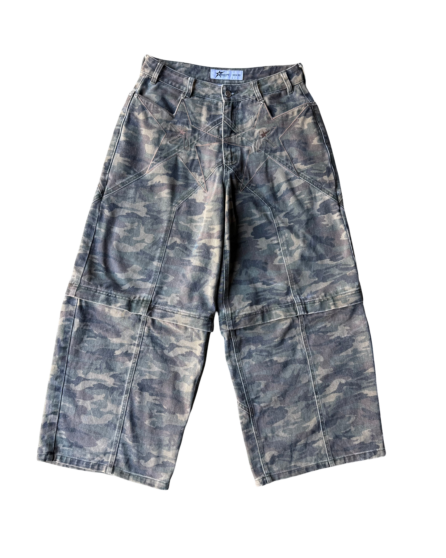 Camo logo pocket convertible jeans