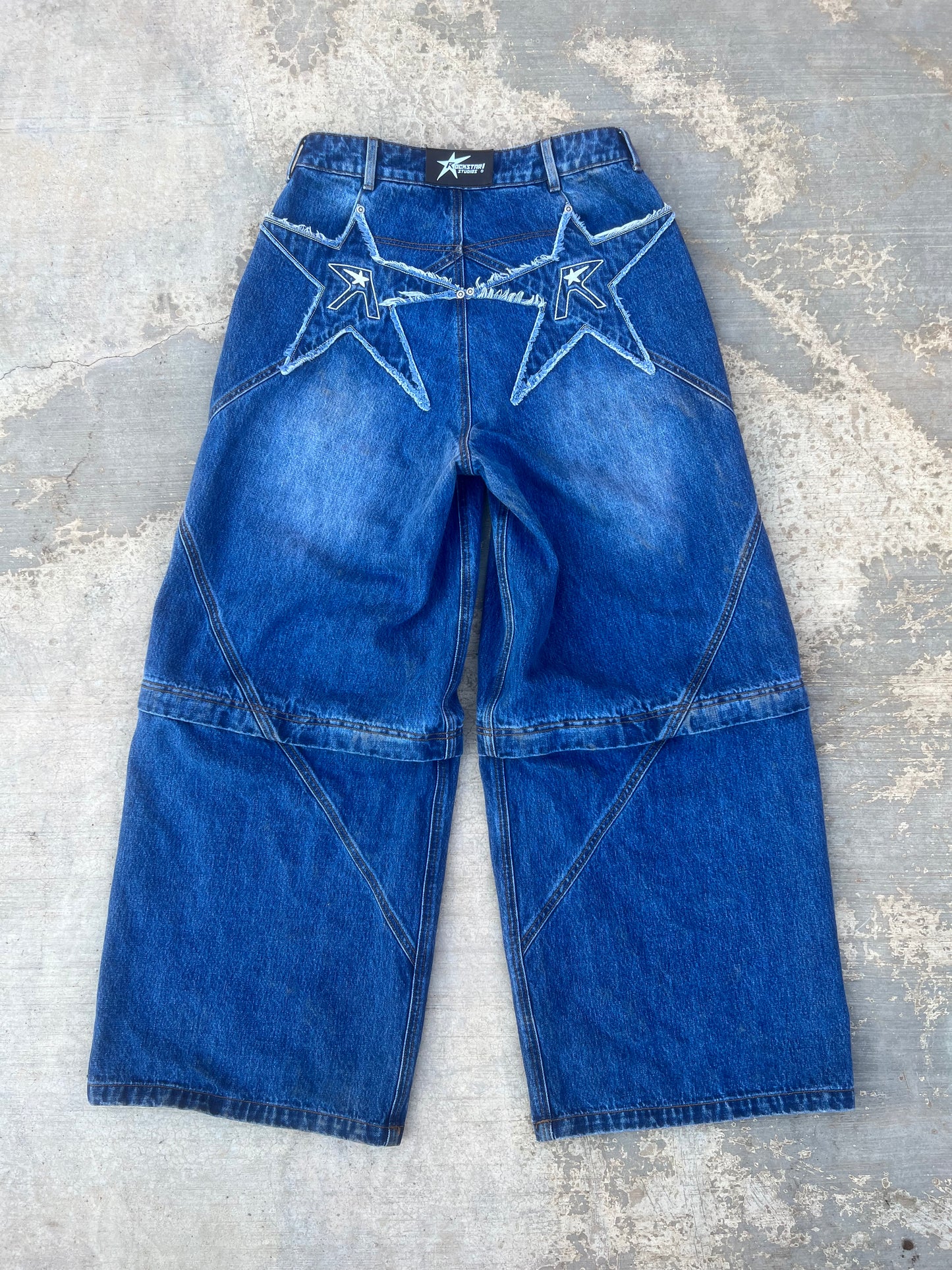 Logo pocket convertible jeans (dark blue)