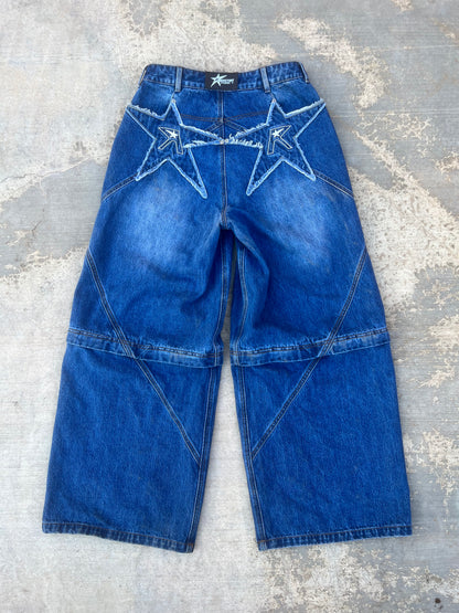 Logo pocket convertible jeans (dark blue)