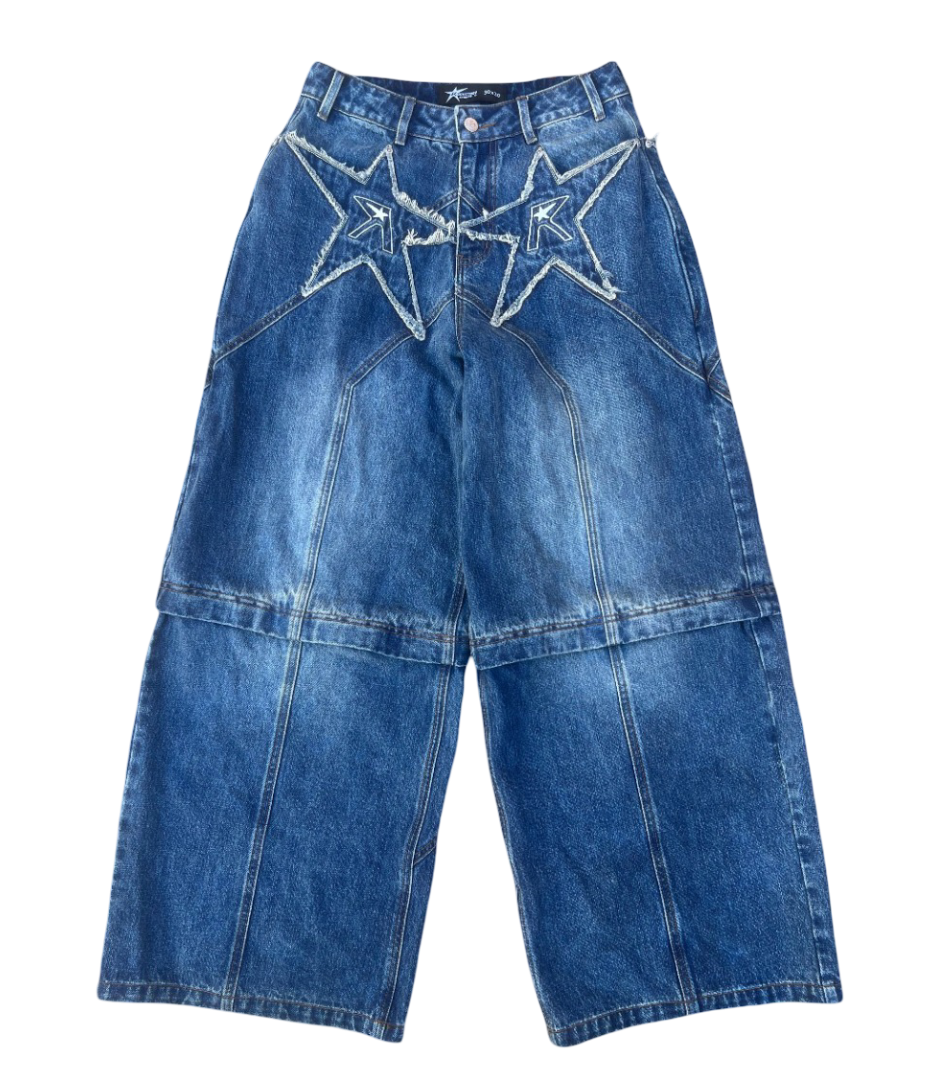 Logo pocket convertible jeans (desert blue)