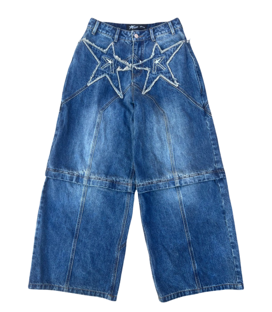 Logo pocket convertible jeans (desert blue)