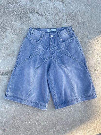 Logo pocket convertible jeans (stone blue)