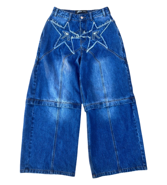 Logo pocket convertible jeans (dark blue)