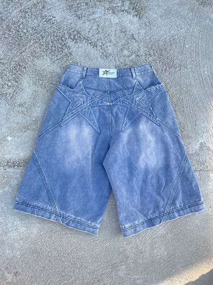 Logo pocket convertible jeans (stone blue)
