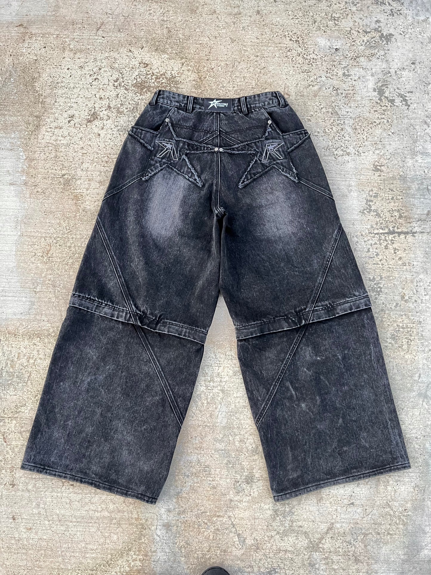 "Rstar" logo pocket convertible jeans (black)