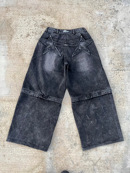 "Rstar" logo pocket convertible jeans (black)