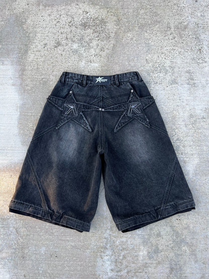 "Rstar" logo pocket convertible jeans (black)
